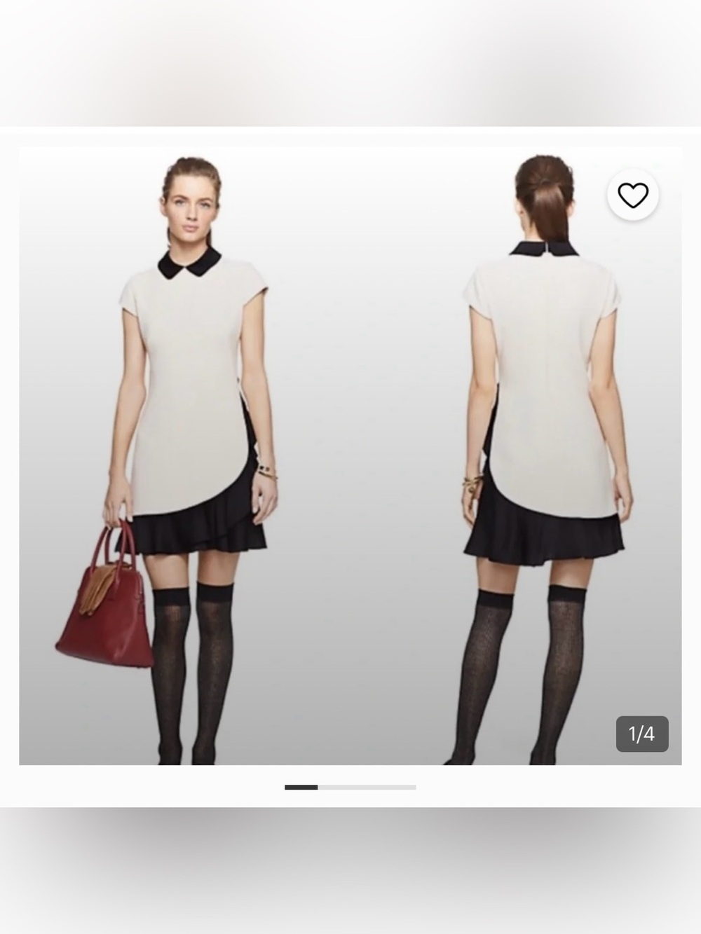 kate spade Black and Cream Peter Pan Collar Two-Tone Mini Dress